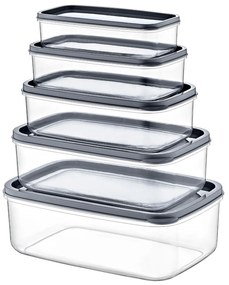 Set 5 contenitori in plastica trasparenti