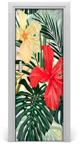 Adesivo per porta Fiori hawaiani 75x205 cm
