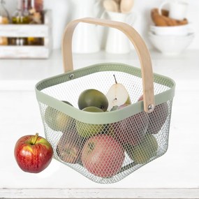 Cesto con filo metallico in metallo 24,5x24,5x30 cm Greenish – Orion