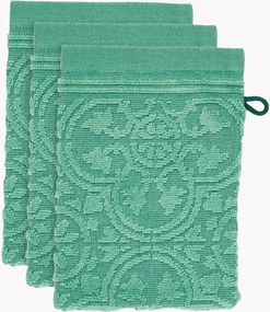 Set di 3 guanti da bagno in spugna di cotone e velluto Tile