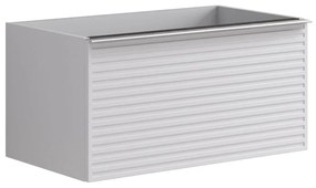 Mobile da bagno sotto lavabo Pixel stripes bianco e maniglia alluminio brillante laccato opaco L 80 x H 40 x P 45.5 cm 2 cassetti, lavabo non incluso