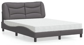 Letto con materasso grigio 140x200 cm in similpelle