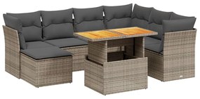 Set divano da giardino 8 pz con cuscini grigio in polyrattan