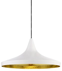 Beat Wide LED Lampada a Sospensione Glossy White/Brass- Tom Dixon