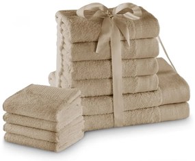 Set di asciugamani per viso e corpo tipo terry beige in cotone 10 pz Amari – Restilo