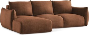 Divano angolare color terracotta allungabile (con penisola a sinistra/con chaise lounge) Leila – Makamii