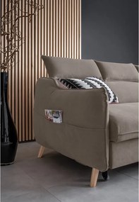 Divano letto angolare in velluto marrone chiaro (angolo destro) Sweet Harmony - Miuform
