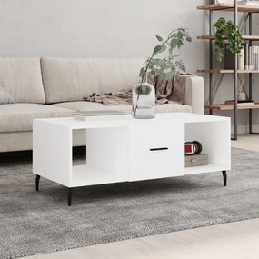 Tavolino Da Salotto Bianco 102x50x40 Cm İn Legno Multistrato /