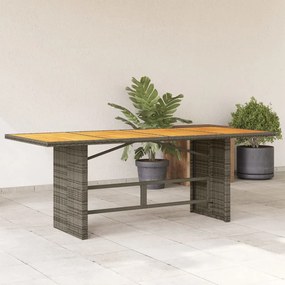 Tavolo giardino piano legno acacia grigio 190x80x74 polyrattan