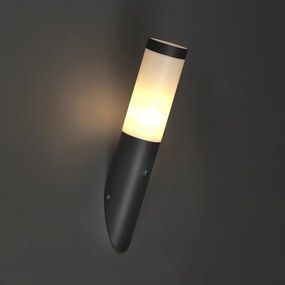 Lampada da parete esterna moderna grigio scuro IP44 con sensore crepuscolare - Rox