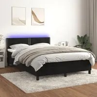 Letto a Molle con Materasso e LED Nero 140x200 cm in Vellutocod mxl 74891