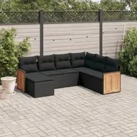 Set Divani da Giardino con Cuscini 7pz Nero Polyrattan 3227882