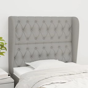Testiera Ad Orecchio Grigio Chiaro 93x23x118/128 Cm İn Tessuto /