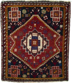 Shiraz Tappeto 70 x 60 Rosso (Iran) Annodato A Mano