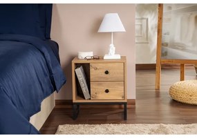 Comodino GLIMMER 50x45,2 cm pino atlantic/nero