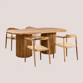 Set tavolo ovale in teak (200x110 cm) Randall e 4 sedie da pranzo con - Sklum
