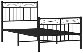 Giroletto con testiera e pediera metallo nero 90x200 cm
