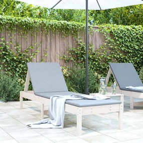 Lettino Prendisole Bianco 199,5x60x74 Cm Legno Massello Di Pino /