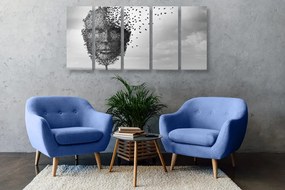 Quadri 5 pezzi – Volto astratto simile a un albero