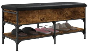 Panca porta scarpe rovere fumo 102x42x45 cm legno multistrato