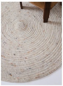 Tappeto rotondo color crema in misto lana reversibile/tessuto a mano ø 160 cm Neethu Avoine L – Nattiot