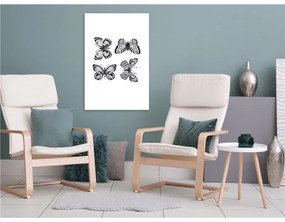 Quadro Four Butterflies (1 Part) Vertical  Colore bianco e nero, Dimensioni e Misure 80x120