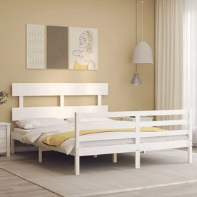 Giroletto con Testiera Bianco King Size in Legno Massello