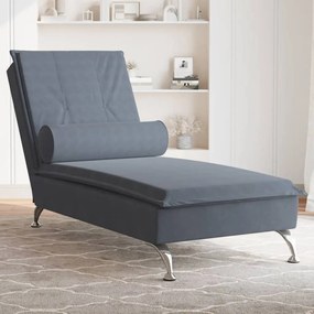 Chaise Longue Massaggi Con Capezzale Grigio Scuro İn Velluto /