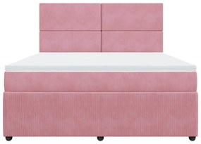 Giroletto a molle con materasso rosa 180x200 cm in velluto