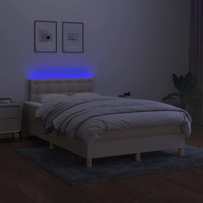 Letto a molle con materasso e led crema 120x200cm in tessuto