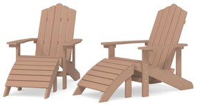 Sedie da giardino adirondack 2 pz con poggiapiedi hdpe marrone