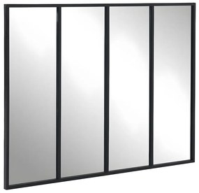 Specchio finestra atelier stile industriale con 4 fasce H. 90xL. 120 cm in ferro Nero - DUDLEY