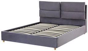 Letto matrimoniale con contenitore velluto grigio 140 x 200 cm BATILLY Beliani