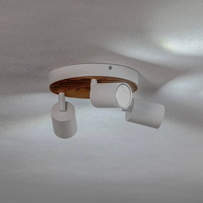 Envostar Tino Faretto da soffitto a 3 luci rotondo bianco/legno