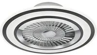 Flaga - Ventilatore e plafoniera LED 60 cm con bordo satinato nero, telecomando, dimmer, timer, luce notturna ed effetto stelle. 3000-6500K / 5000Lm /40W