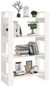 Libreria/divisorio bianco 80x35x125 cm legno massello di pino