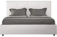 Letto Matrimoniale rivestito in Similpelle - MIKA Dimensione Rete: 160x210, Colore: Bianco, Tipologia Letto: Alzata Doppia