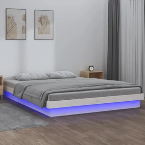 Giroletto led bianco 120x190 cm 4ft small double legno massello