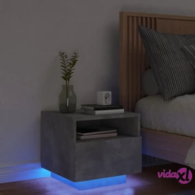 Comodini con Luci LED 2pz Grigio Cemento 40x39x48,5 cm