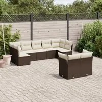 Set Divani da Giardino 9pz con Cuscini Marrone in Polyrattan 3249992