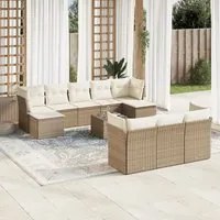 Set Divani da Giardino 11 pz con Cuscini Beige in Polyrattan 3250177