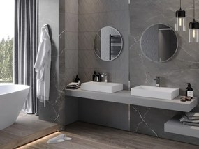 Mexen Loft specchio da bagno rotondo 60 cm, cornice inox - 9850-060-060-000-10