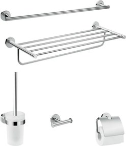 Set 2 Portasciugamani Portarotolo Appendiabiti Portascopino Cromo Hansgrohe 41728 Logis Universal