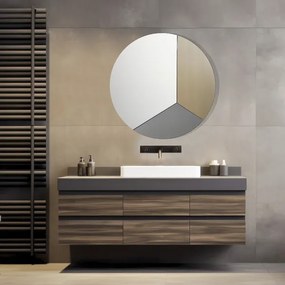 Specchio rotondo moderno 80 cm con vetro fumč e bronzo - OSCAR