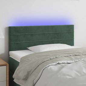 Testiera A Led Verde Scuro 100x5x78/88 Cm İn Velluto /