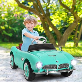 Costway Auto elettrica per bambini con licenza BMW 507 a 12V con telecomando 2,4G luci musica, Veicolo elettrico Verde