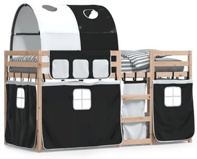 Letto A Castello Senza Materasso Bianco E Nero 90x190cm İn Pino /