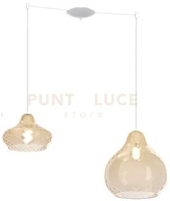 Sospensione bianco 2 luci spostabile vetri (1 piccolo + 1 grande) t...