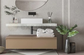 Mobile bagno grigio tortora opaco 120x50 Oasy un cassetto con top e lavabo rettangolare da appoggio