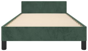 Giroletto con testiera verde scuro 90x190 cm in velluto